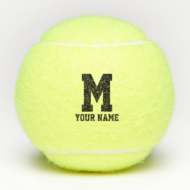 Custom monogram yellow tennis balls with name (Front)