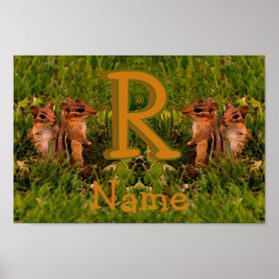 Custom Monogram Your Initial Name Chipmunks Poster
