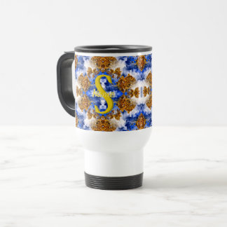 Custom Monogram Your Initial Name Colourful Art Travel Mug