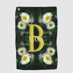 Custom Monogram Your Initial Name Daisy Art Golf Towel