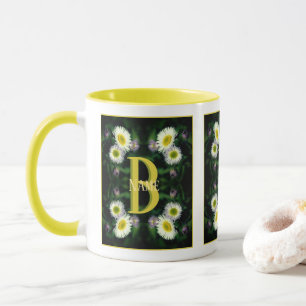 Custom Monogram Your Initial Name Daisy Art Mug