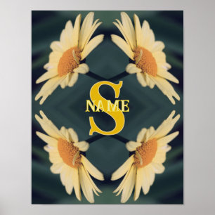 Custom Monogram Your Initial Name Daisy Art Poster