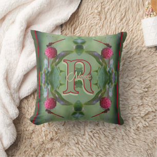 Custom Monogram Your Initial Name Dragonfly Art Cushion