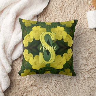 Custom Monogram Your Initial Name Geranium Art Cushion