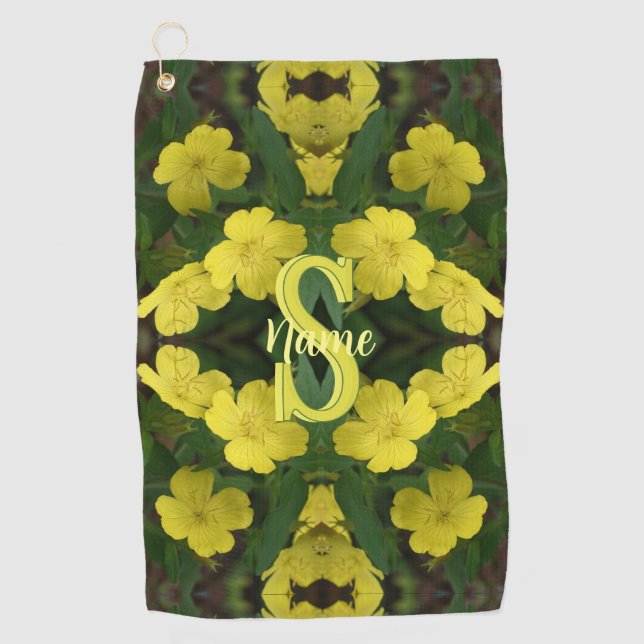 Custom Monogram Your Initial Name Geranium Art Golf Towel (Front)