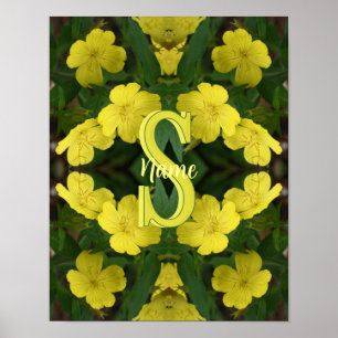 Custom Monogram Your Initial Name Geranium Art Poster