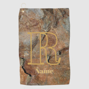 Custom Monogram Your Initial Name Granite Rock Golf Towel
