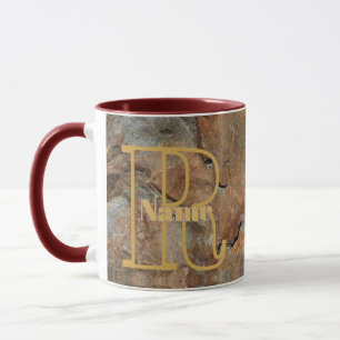 Custom Monogram Your Initial Name Granite Rock Mug