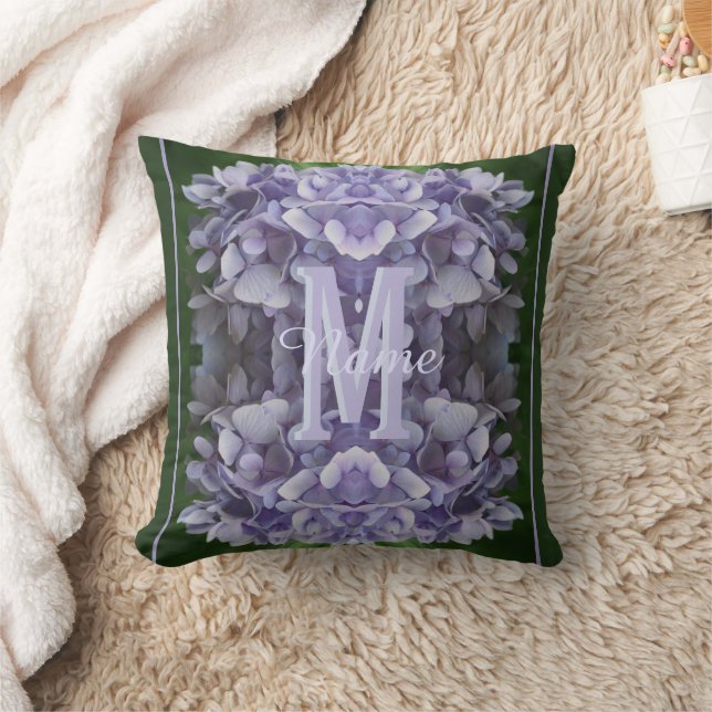 Custom Monogram Your Initial Name Hydrangea Flower Cushion (Blanket)
