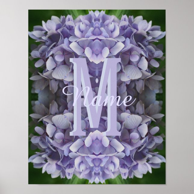 Custom Monogram Your Initial Name Hydrangea Flower Poster (Front)