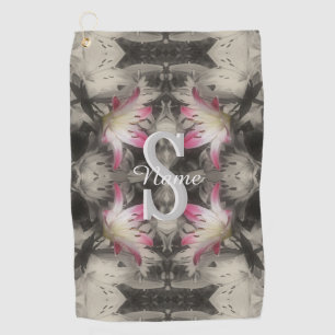 Custom Monogram Your Initial Name Lilies Golf Towel
