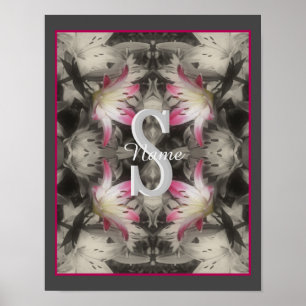 Custom Monogram Your Initial Name Lilies Poster