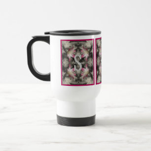 Custom Monogram Your Initial Name Lilies Travel Mug