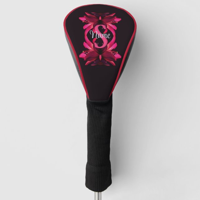 Custom Monogram Your Initial Name Lily Floral Art Golf Head Cover (Front)
