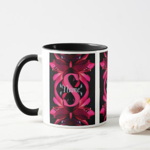 Custom Monogram Your Initial Name Lily Floral Art Mug