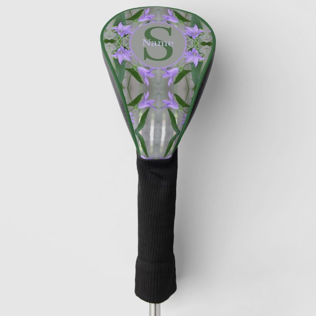 Custom Monogram Your Initial Name Lily Flowers Golf Head Cover (Front)