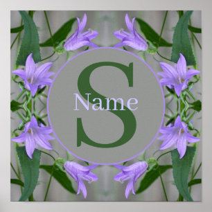 Custom Monogram Your Initial Name Lily Flowers Poster