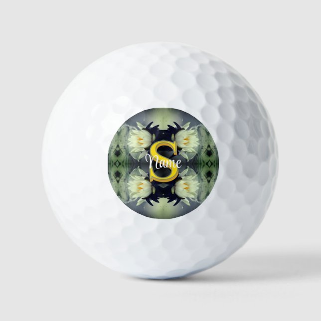 Custom Monogram Your Initial Name Lotus Flower  Golf Balls (Front)
