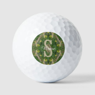 Custom Monogram Your Initial Name Nature Art Golf Balls