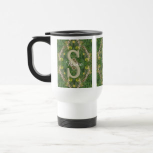Custom Monogram Your Initial Name Nature Travel Mug