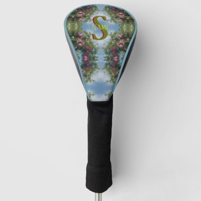 Custom Monogram Your Initial Name Red Apples Art Golf Head Cover (Front)
