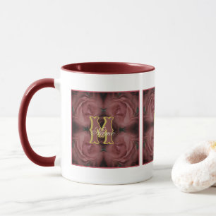 Custom Monogram Your Initial Name Vintage Roses Mug