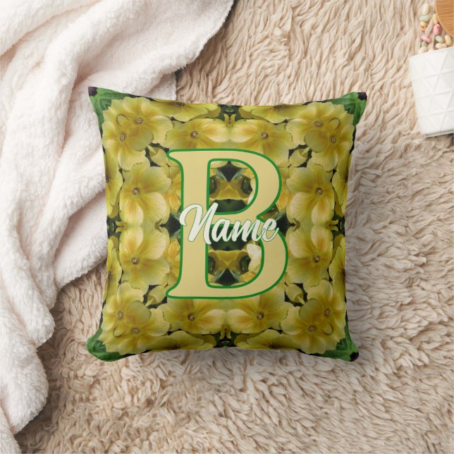 Custom Monogram Your Initial Primrose Flower Art Cushion (Blanket)