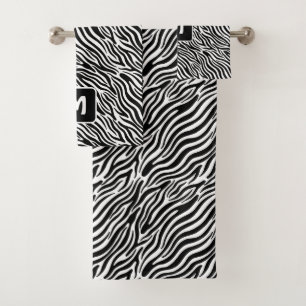 Custom Monogram Zebra Pattern Bath Towel Set