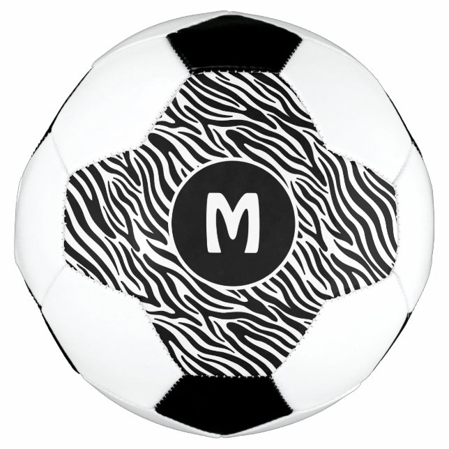 Custom Monogram Zebra Pattern Football (Front)