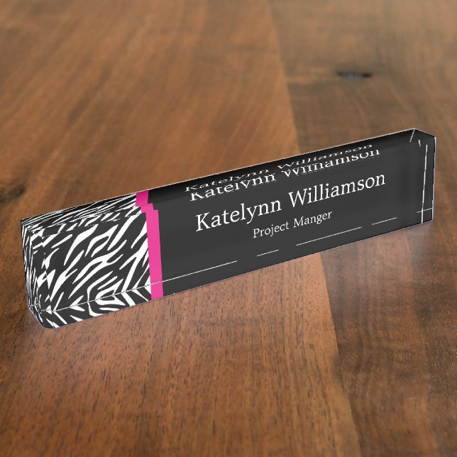Custom Monogram Zebra Print Name Plate (Side)