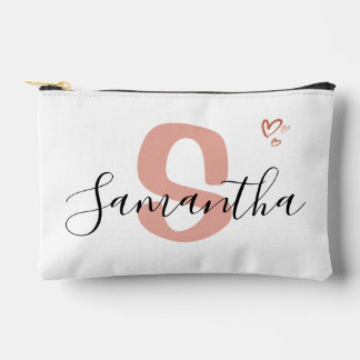 Custom Monogram Zipper Pouch Blush Pink Letter