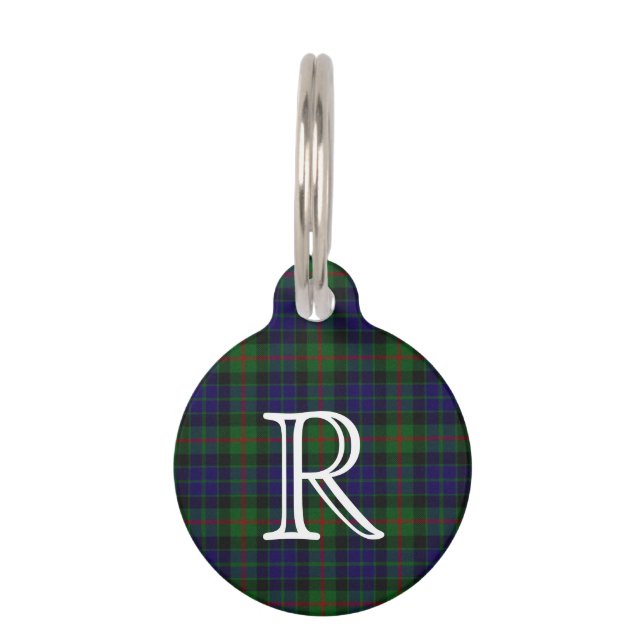 Custom Monogramed Gunn Plaid Dog Tag (Front)