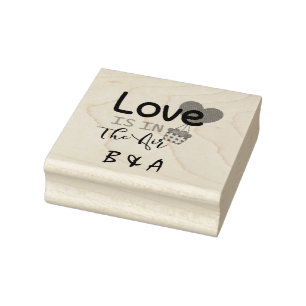 Custom Monogramed Love Is In The Air Rubber Stamp