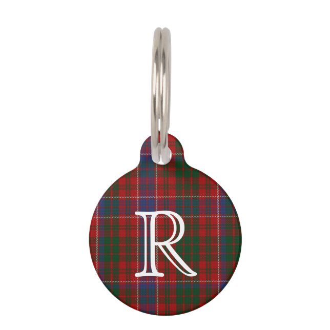 Custom Monogramed MacRae Plaid Dog Tag (Front)