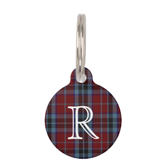 Custom Monogramed MacTavish Plaid Dog Tag (Front)