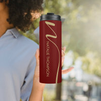 Custom Monogramed Personalised With Name Red Gold