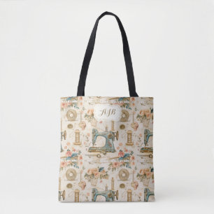 Custom Monogramed Sewing Quilting Knitting Tote Bag