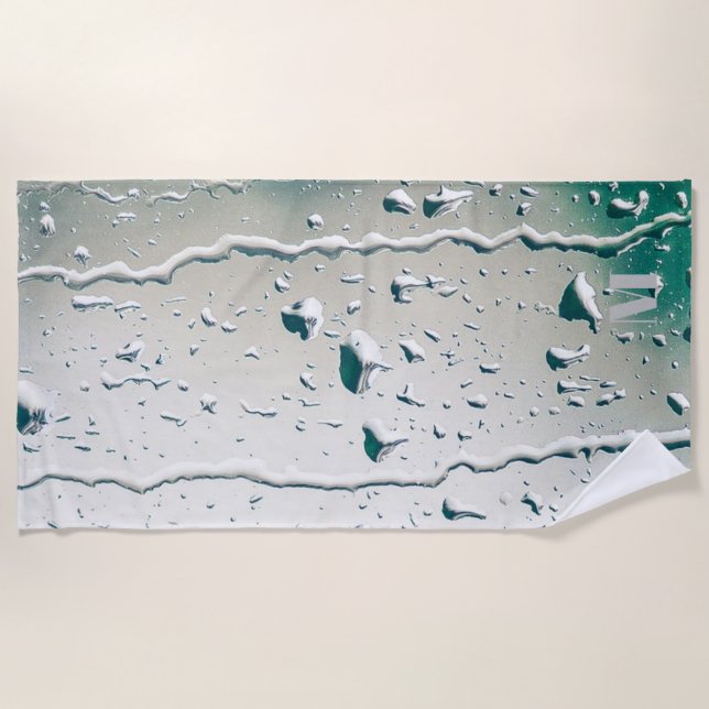 Custom Monogramed White Raindrops Bachelorette  Beach Towel (Front)
