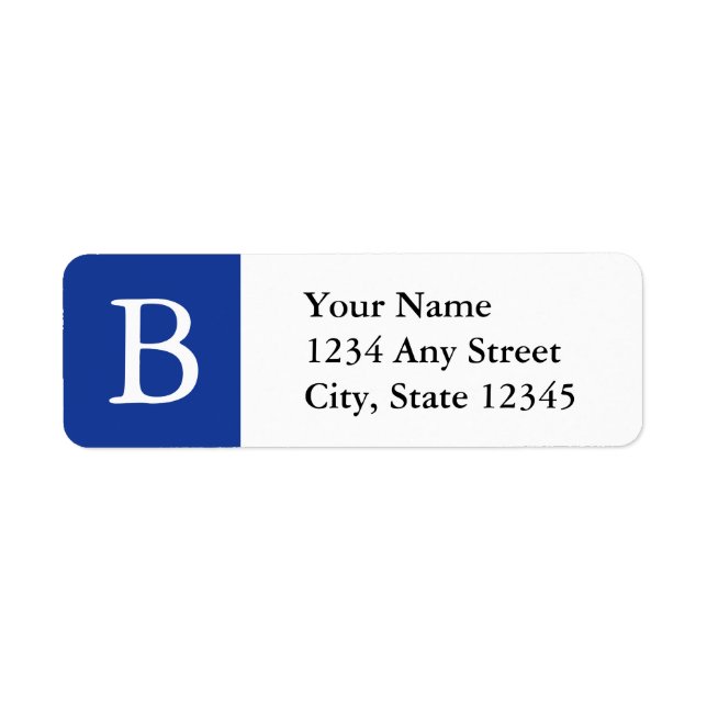 Custom Monogrammed Address Labels Blue & White (Front)