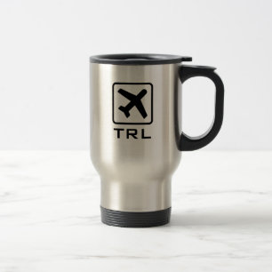 Custom monogrammed aeroplane symbol travel mug