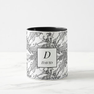 Custom Monogrammed Black And White Humpback Whale Mug