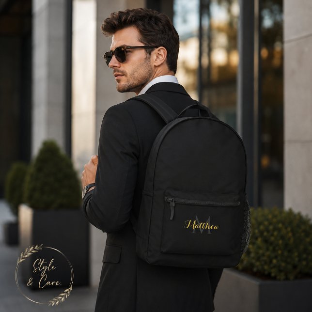 Custom Monogrammed Black Backpack with Your Name (Custom Monogrammed Black Backpack with Your Name)