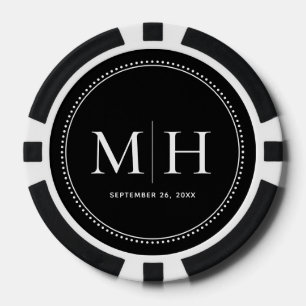 Custom Monogrammed Black Wedding Poker Chips