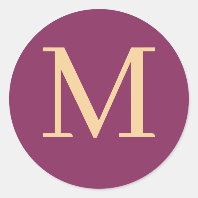 Custom monogrammed classic round sticker (Front)