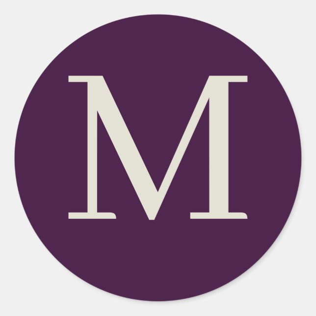 Custom monogrammed classic round sticker (Front)