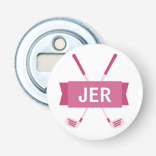 Custom Monogrammed Crossed Club Pink Ladies Cool Bottle Opener