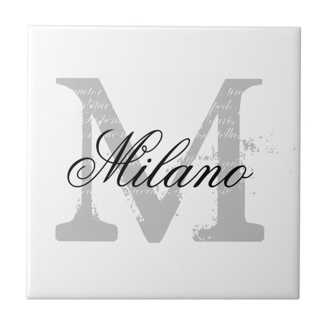 Custom monogrammed elegant ceramic tile (Front)
