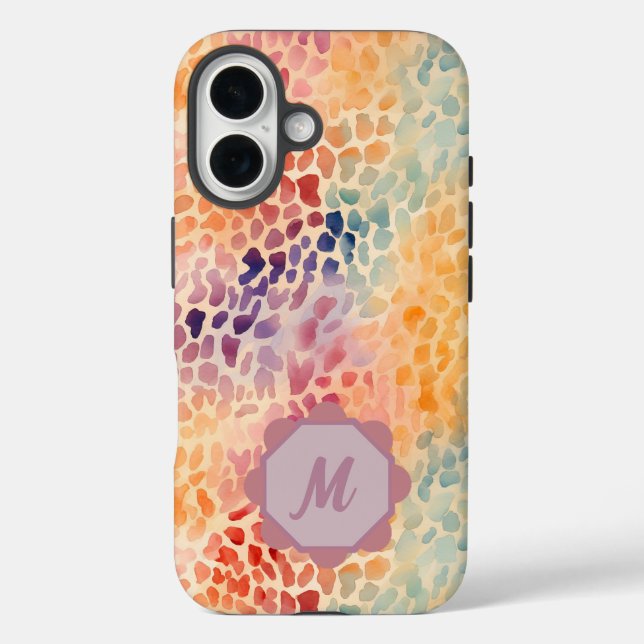 Custom Monogrammed Elegant Watercolor  Case-Mate iPhone Case (Back)