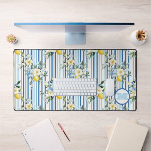 Custom Monogrammed Floral Lemon Desk Mat
