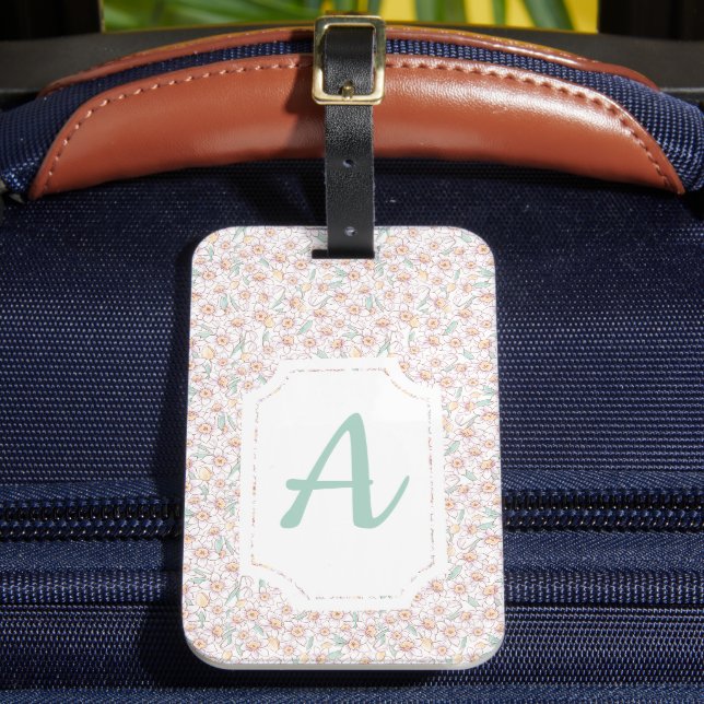 Custom Monogrammed Floral Luggage Tag (Front Insitu 2)